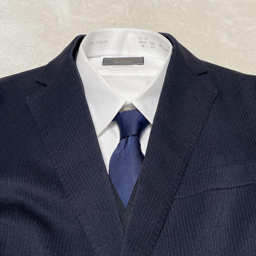 オリヒカ スーツ スリーピース ネイビー 洗える ストライプ A5 - メルカリ