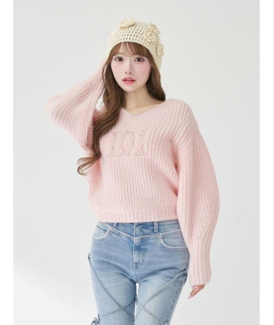 Darich ファンシービーズDDロゴボリュームニットトップス