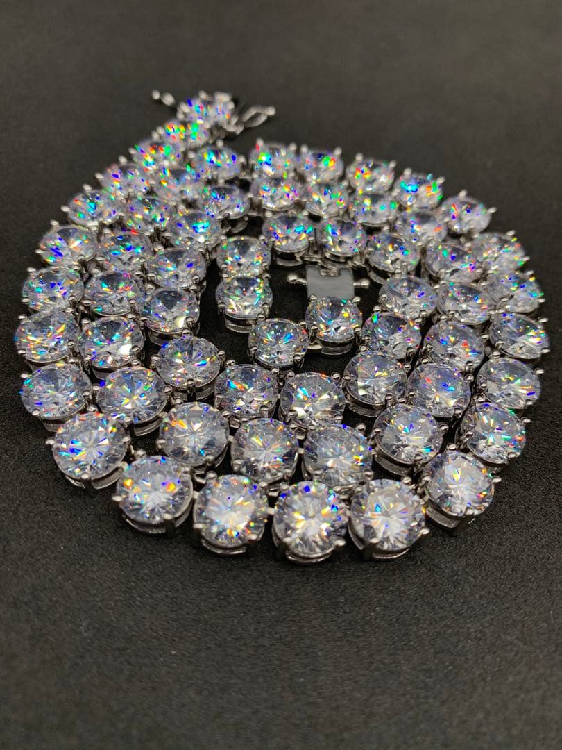 ８㎜！超大粒！ ジルコニア テニスチェーン ブリンブリン シルバー 20インチ ステンレス テニスチェーンネックレス 幅3mm ゴールド 18KGP 45cm/50cm