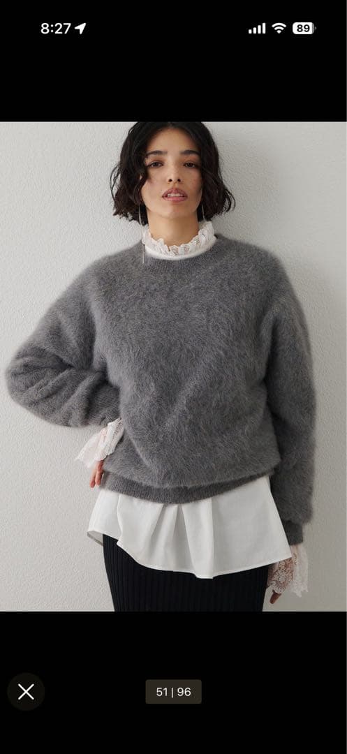 【美品】Whim Gazetteファークルーネックプルオーバー　グレー