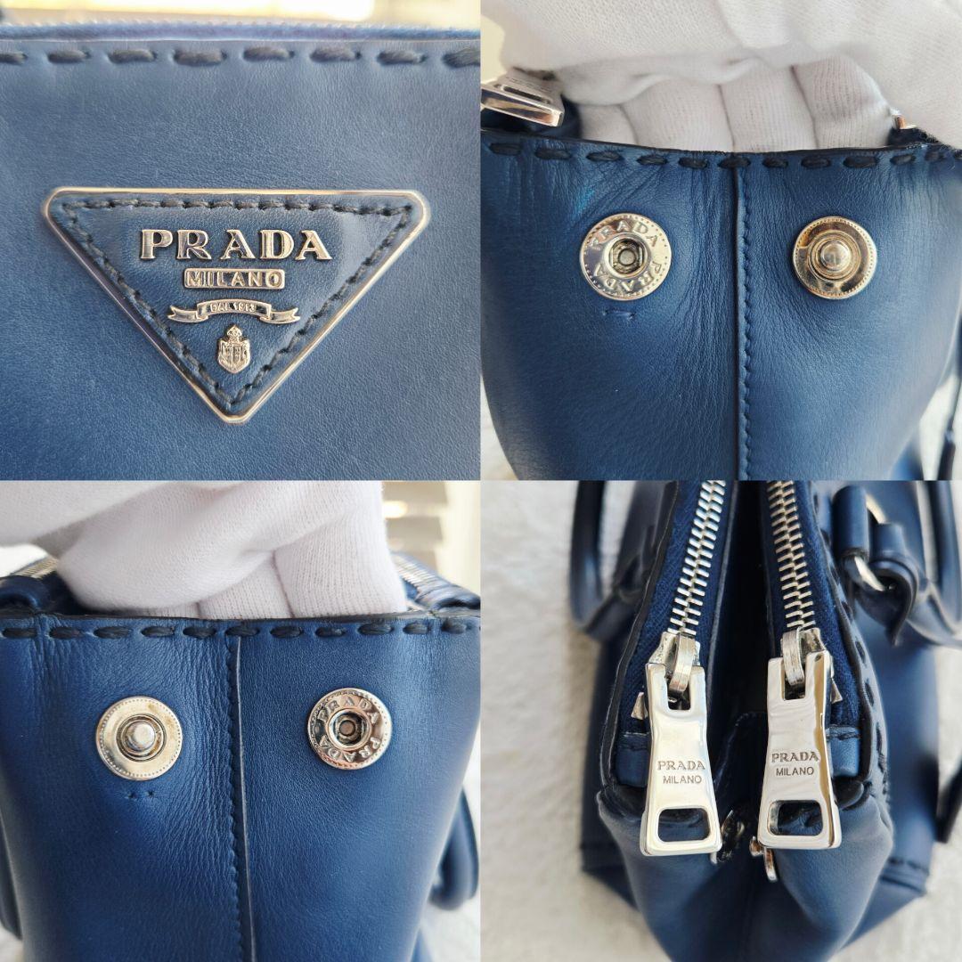 ⭐PRADA⭐ プラダ ガレリア ハンドバッグ ネイビー レザー