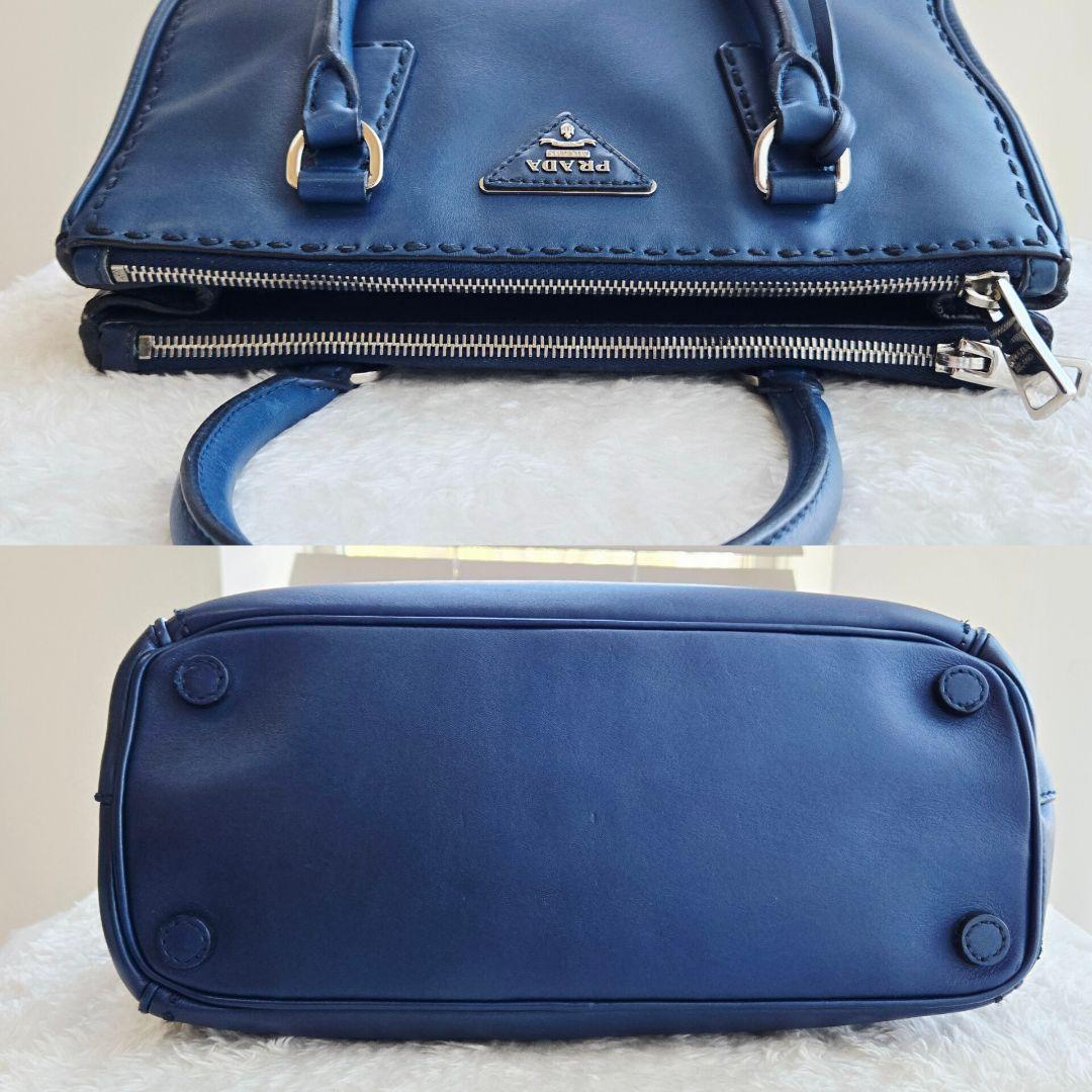 ⭐PRADA⭐ プラダ ガレリア ハンドバッグ ネイビー レザー