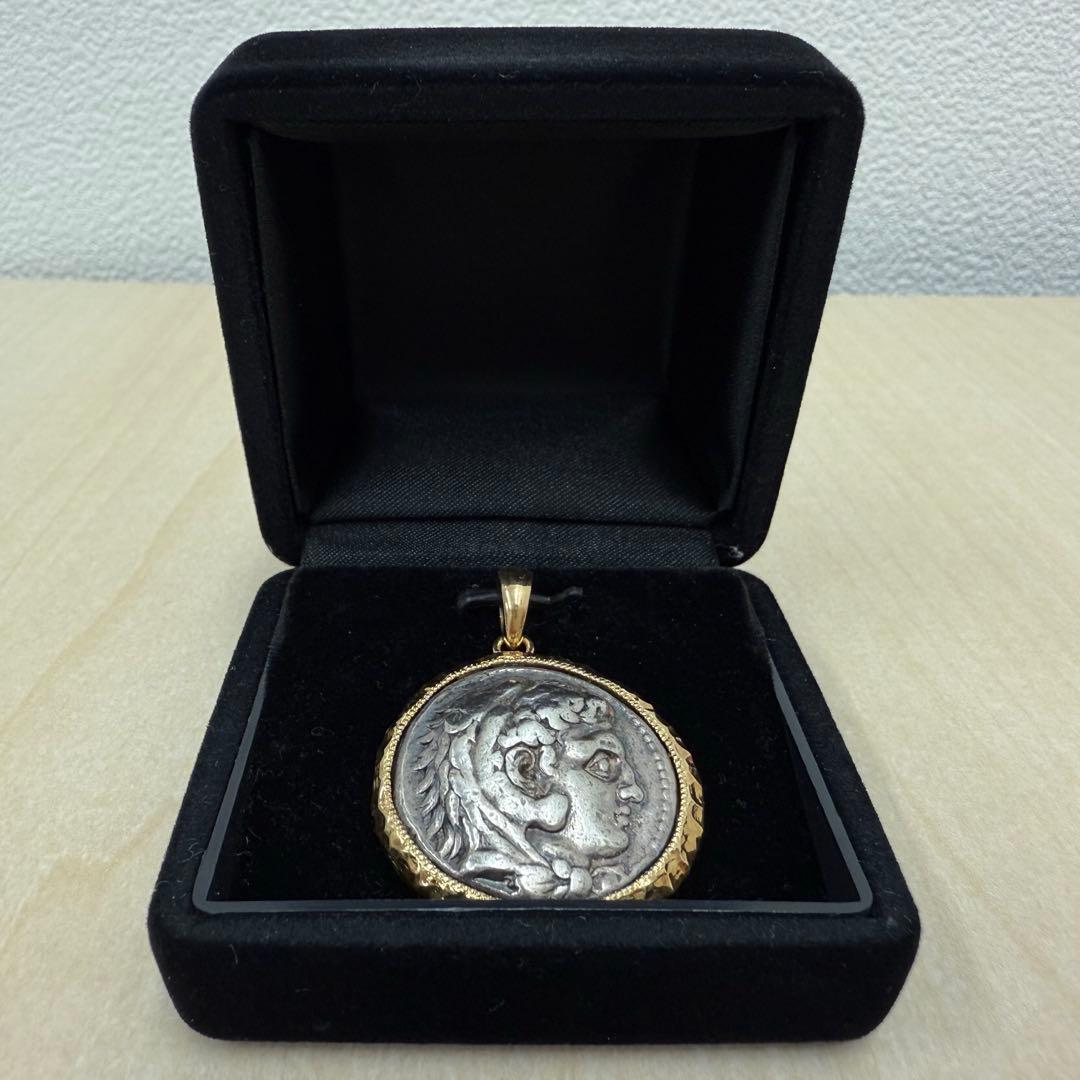 村*涼様 【希少・保証書付】テトラドラグマ銀貨 × K18枠 ペンダントトップ