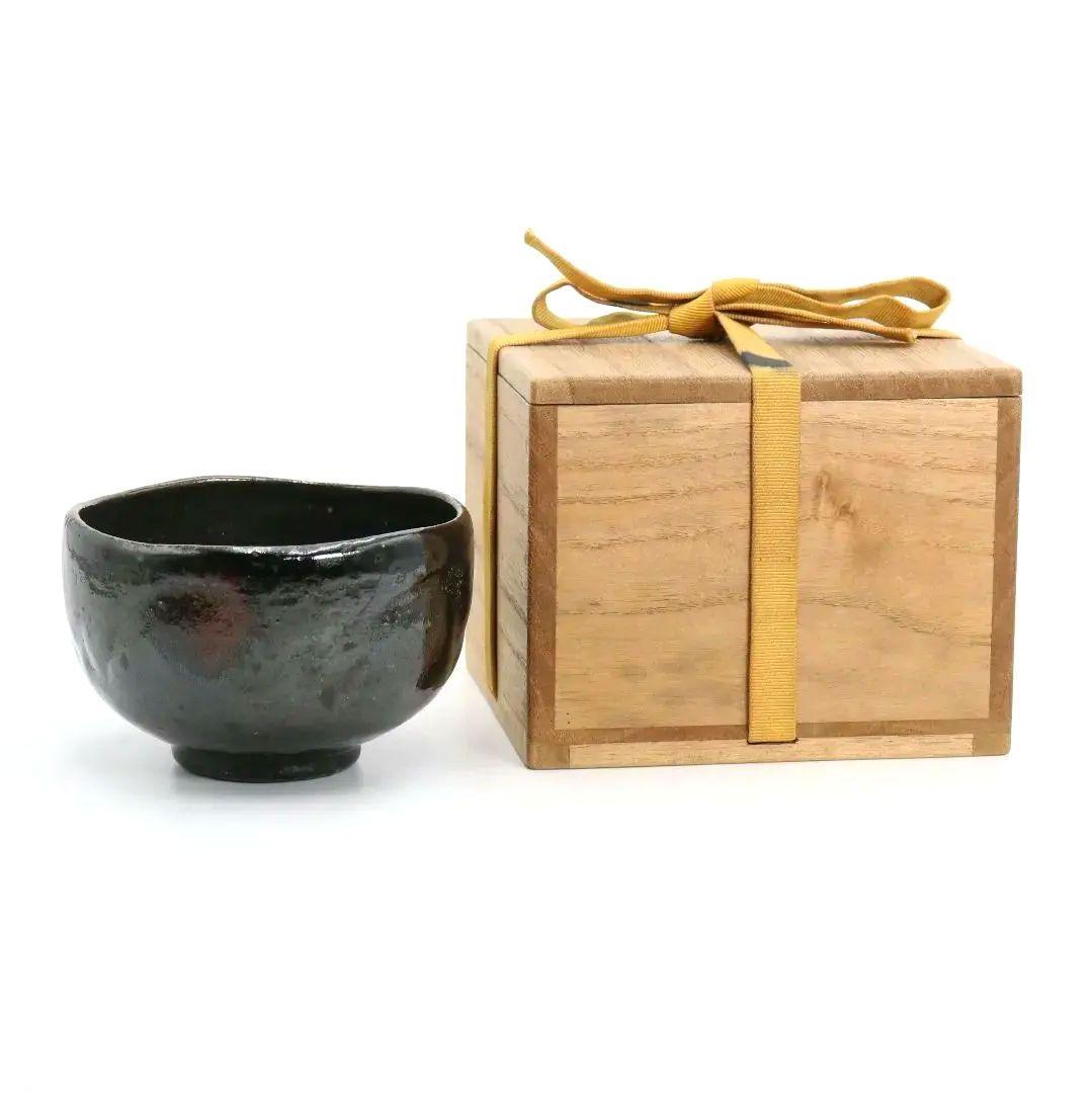 十代 楽吉左衛門 旦入作 黒楽茶碗 十二代 弘入極 茶道具　SO342　NT2