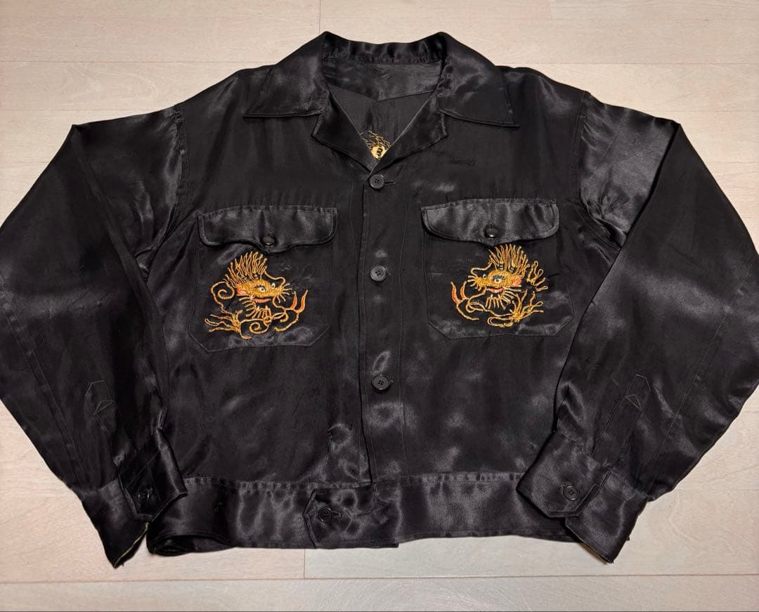 special! 50s スカシャツ　スカジャン black サテン　L程度