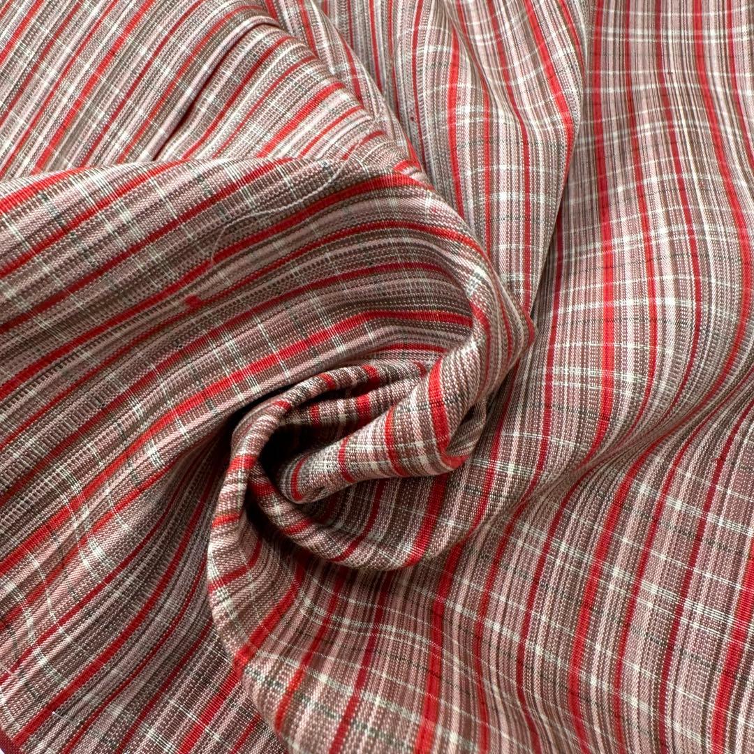 格子柄大島紬 アンサンブル 可愛い色味 着物 正絹 袷 バチ衿 RK-4077の