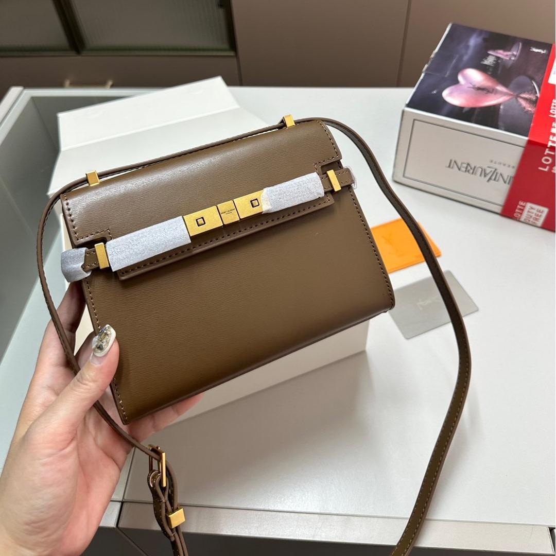 YSL ブラウン ショルダーバッグ ゴールド金具付き - メルカリ