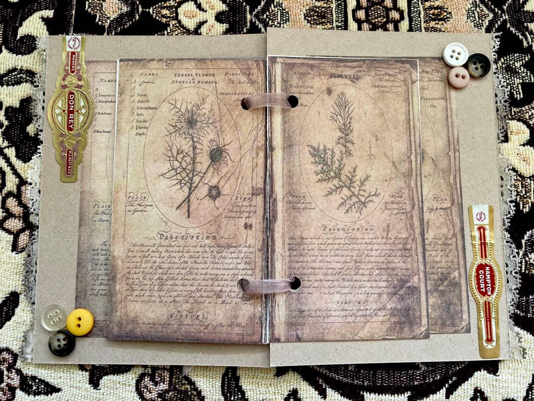 ハンドメイド☆ジャンクジャーナル雑記帳(植物) シガーバンド装飾