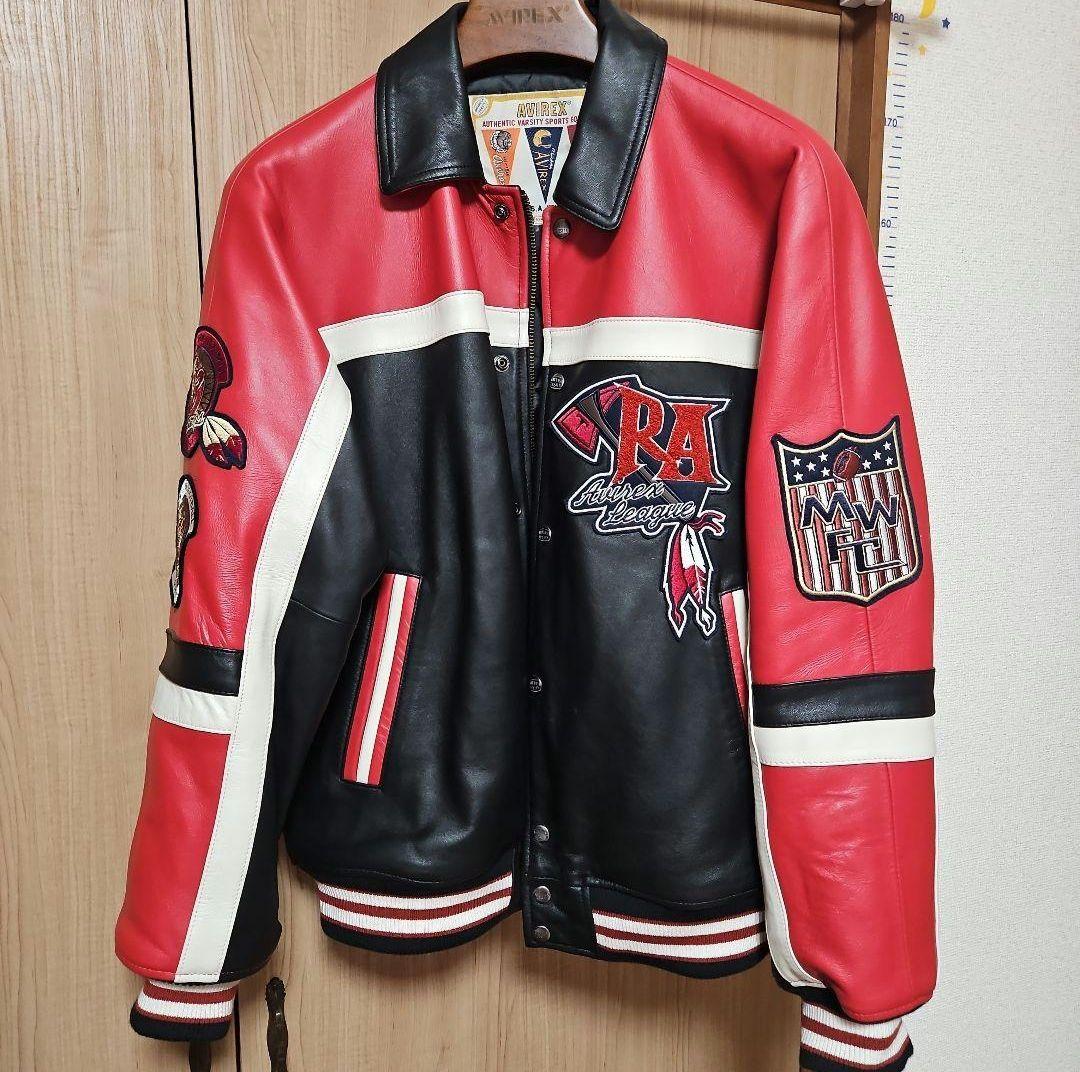 VARSITY JACKET RED AXES / AVIREX　羊革