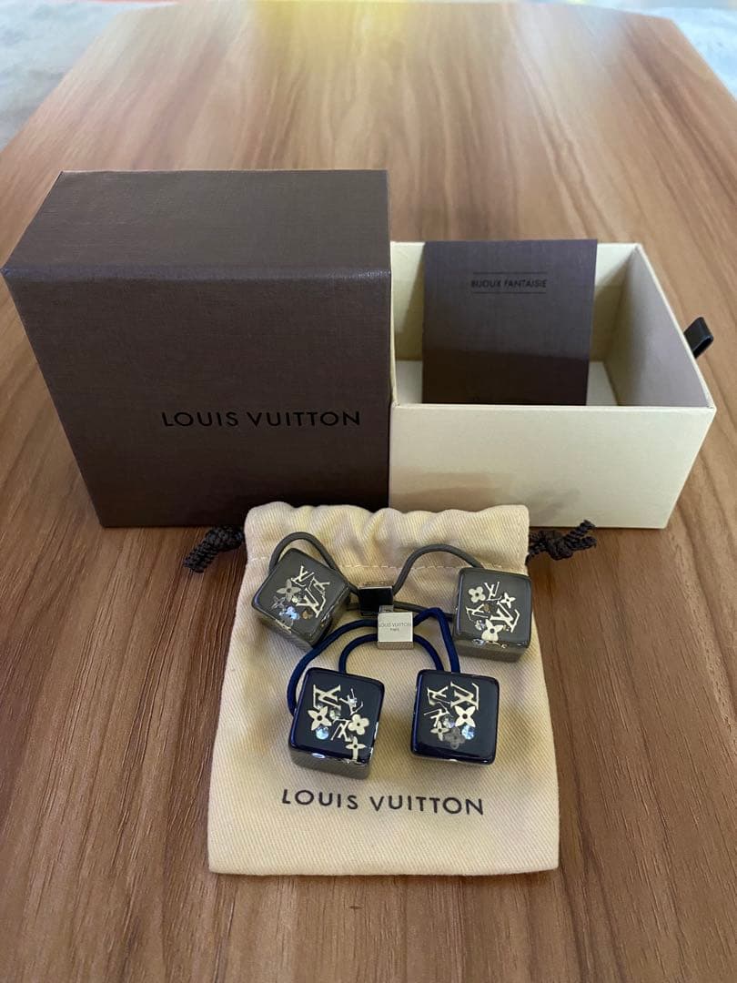 LOUIS VUITTON ヘアキューブ ゴム 2個セット ブラウン ネイビー