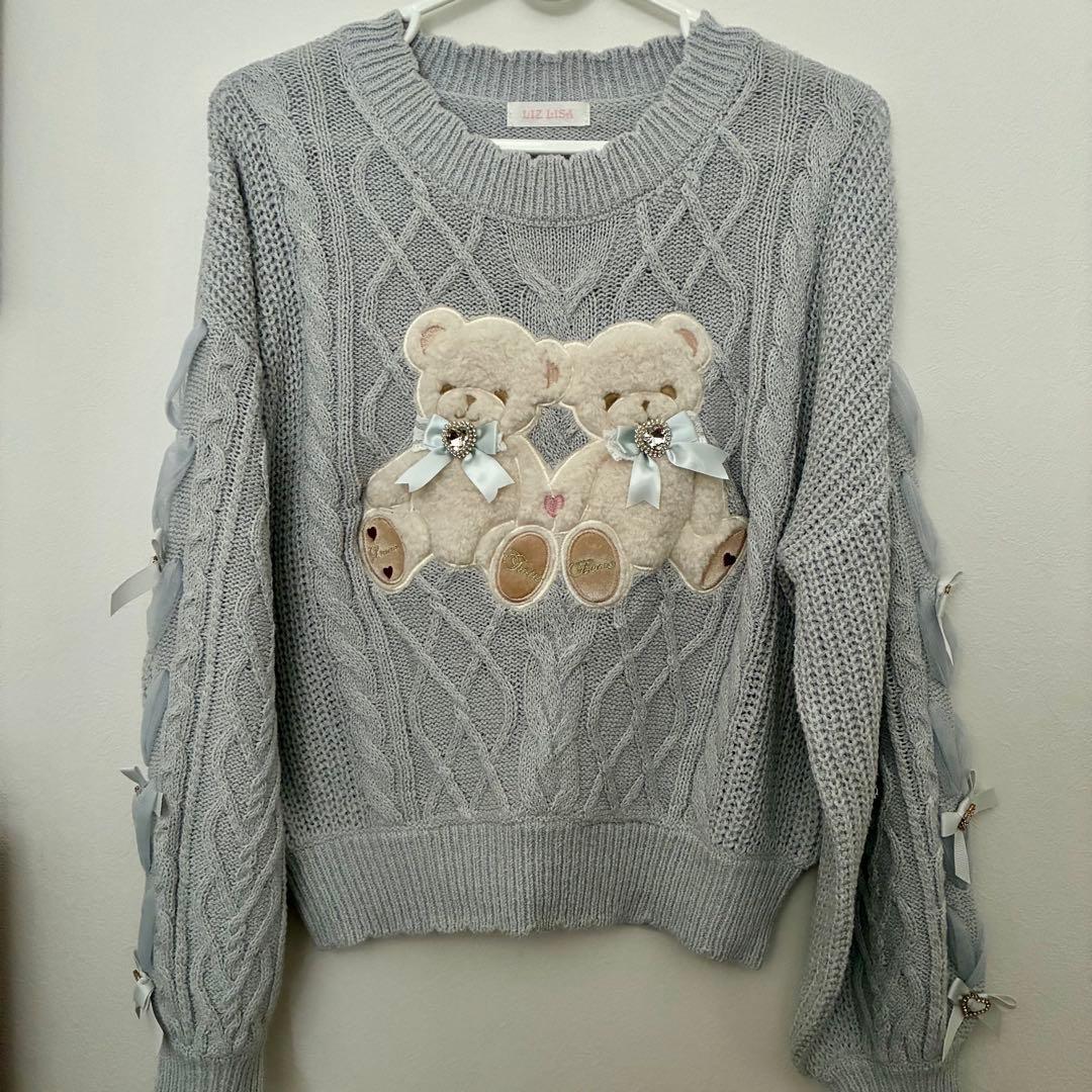 LIZLISA Twin Bears ニットトップス ブルー - メルカリ