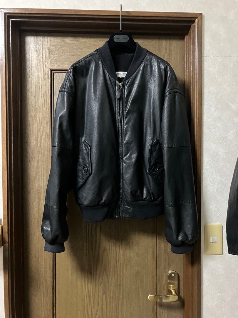 90s giorgio armani レザーボンバージャケット