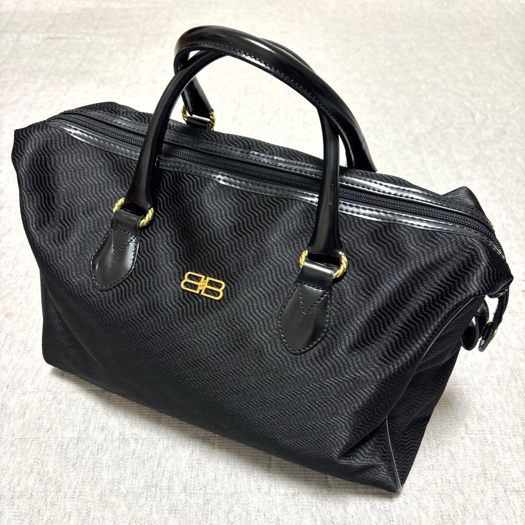 希少　BALENCIAGA ACE ブラック ボストンバッグ　ゴールド金具