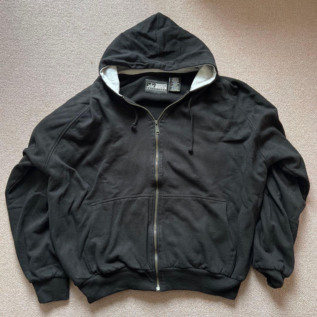 90sUSAダブルフェイスジップアップパーカーヘビーウエイト黒 welise（ウェライズ） パーカー × 犬飼京 -ephemeral-」 ケミカル