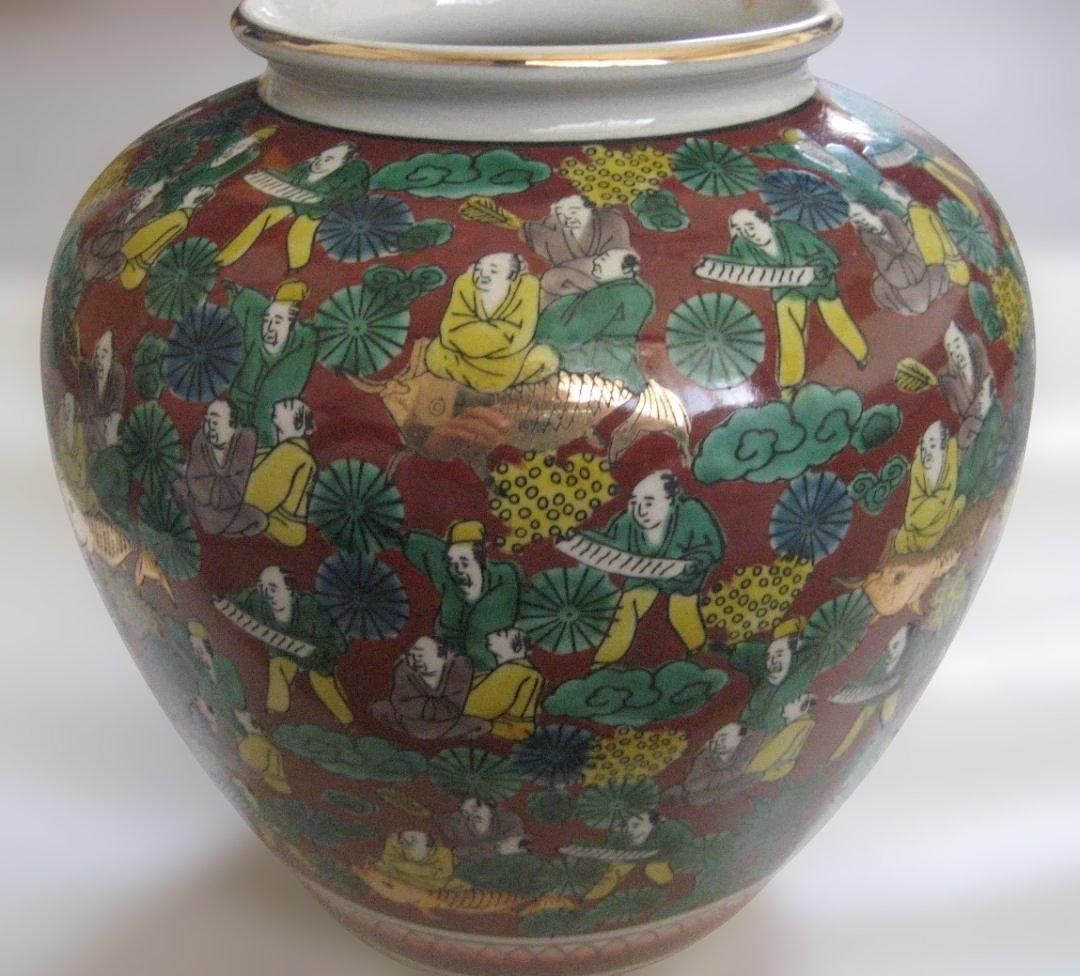 九谷焼 花瓶 木米 赤絵人物図 美術品 九谷焼 青木木米 九谷木米 壺 花器 赤絵人物像図 - メルカリ