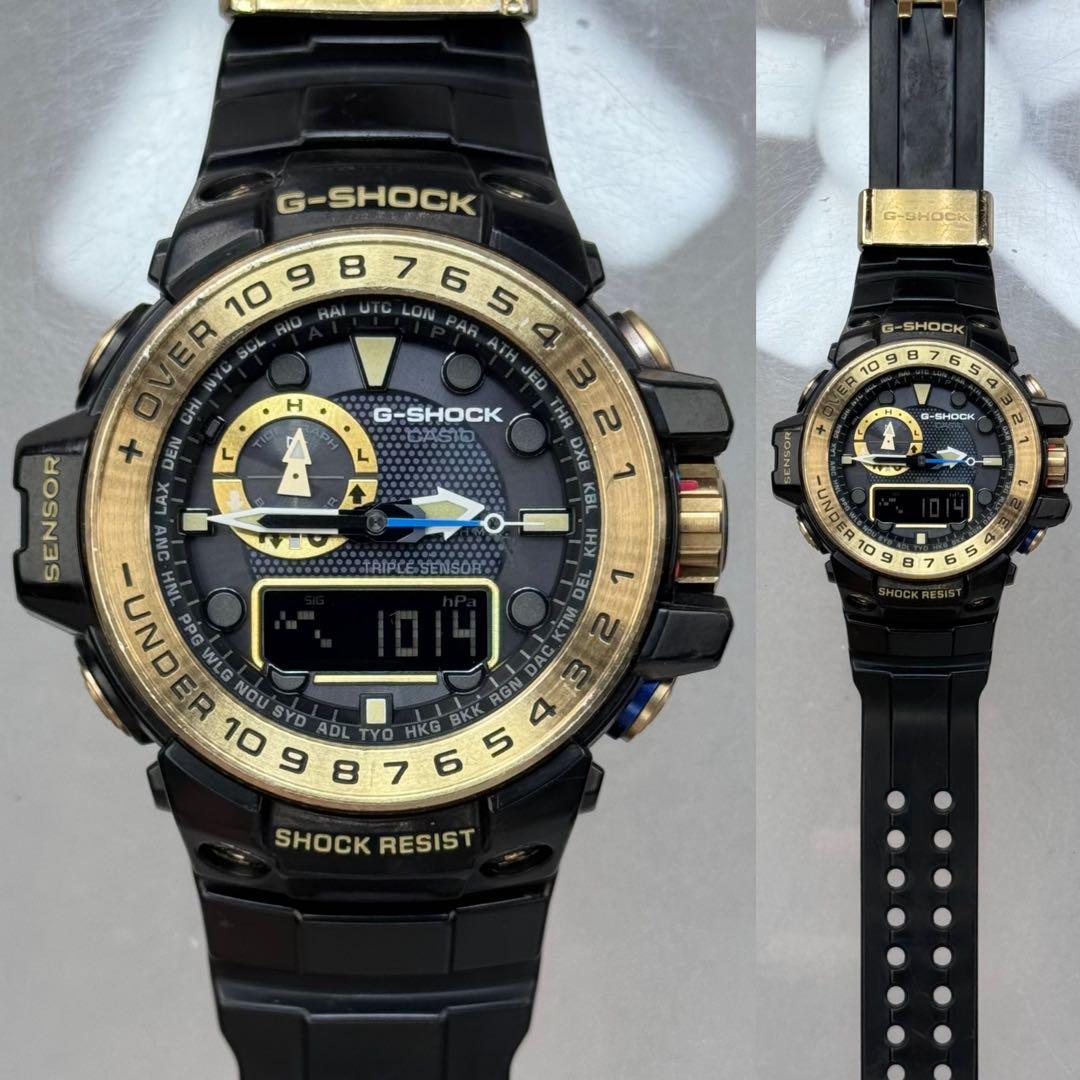美品 G-SHOCK GWN-1000GB ガルフマスター 電波ソーラー 黒金 - メルカリ