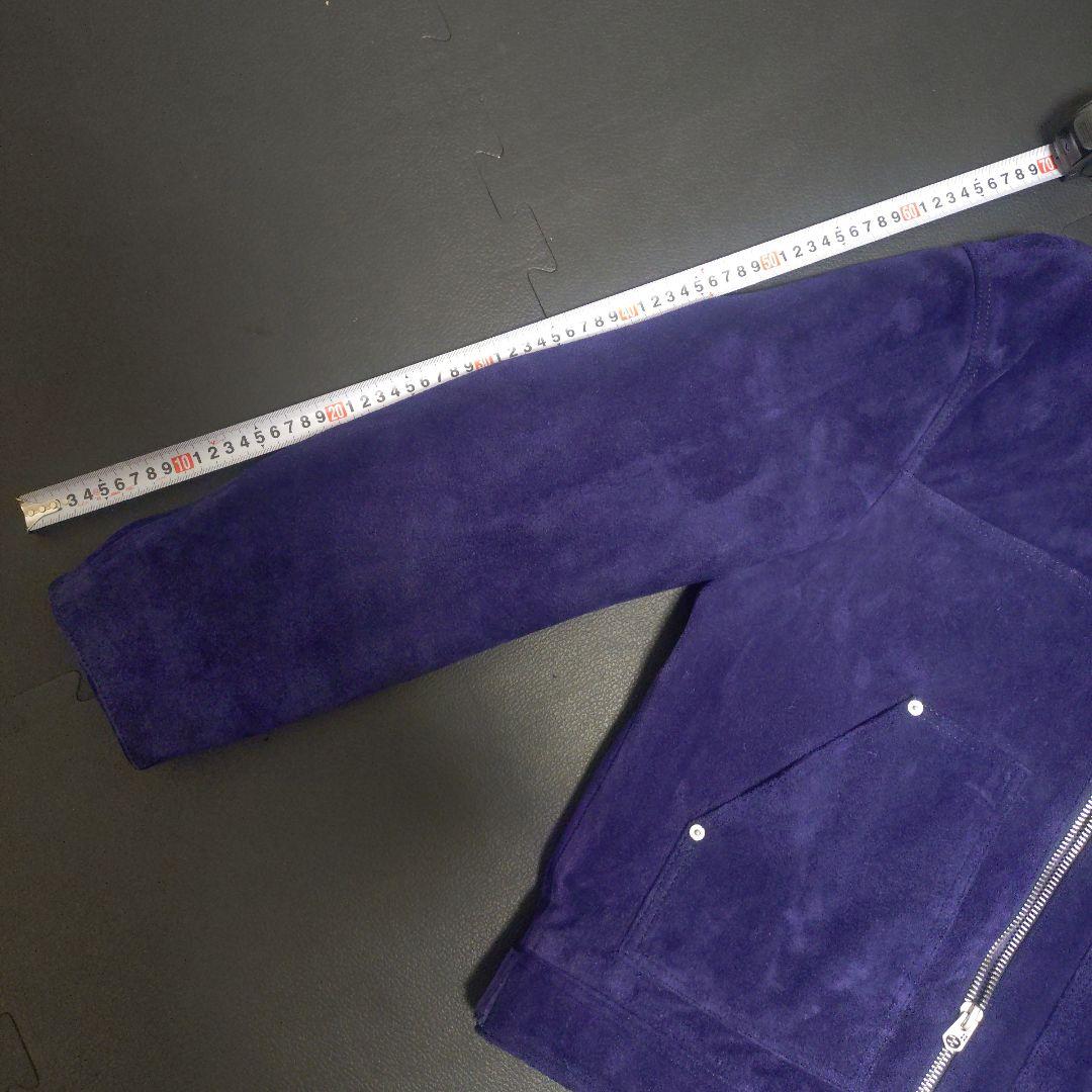 未使用 ZARA 本革 スプリットスエードレザージャケット ネイビーブルー