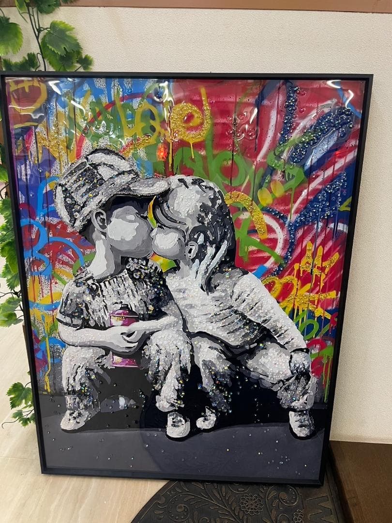 水晶絵　KISS　カラフル　ペイント　POP　アートパネル　クリスタル　絵画　絵 747800125_001.jpg