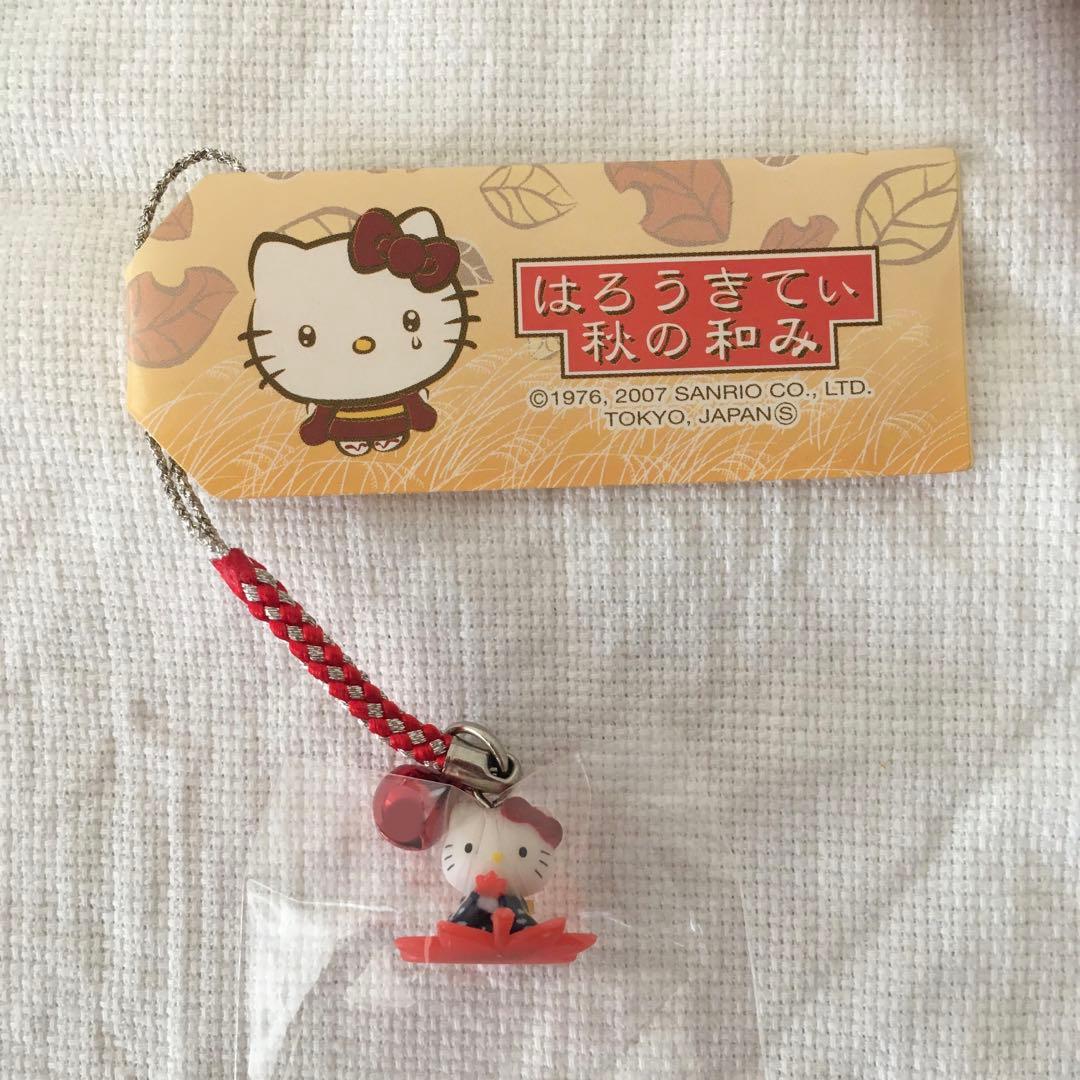⭐️レア⭐️ご当地キティ　ハローキティ　秋の和み こけしハローキティ キーホルダー 桜・リボン濃いピンク／あすなろ舎
