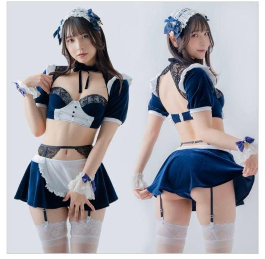 pharfaite（ベルベットバレット）/メイド風ベロアセットアップ　ネイビー