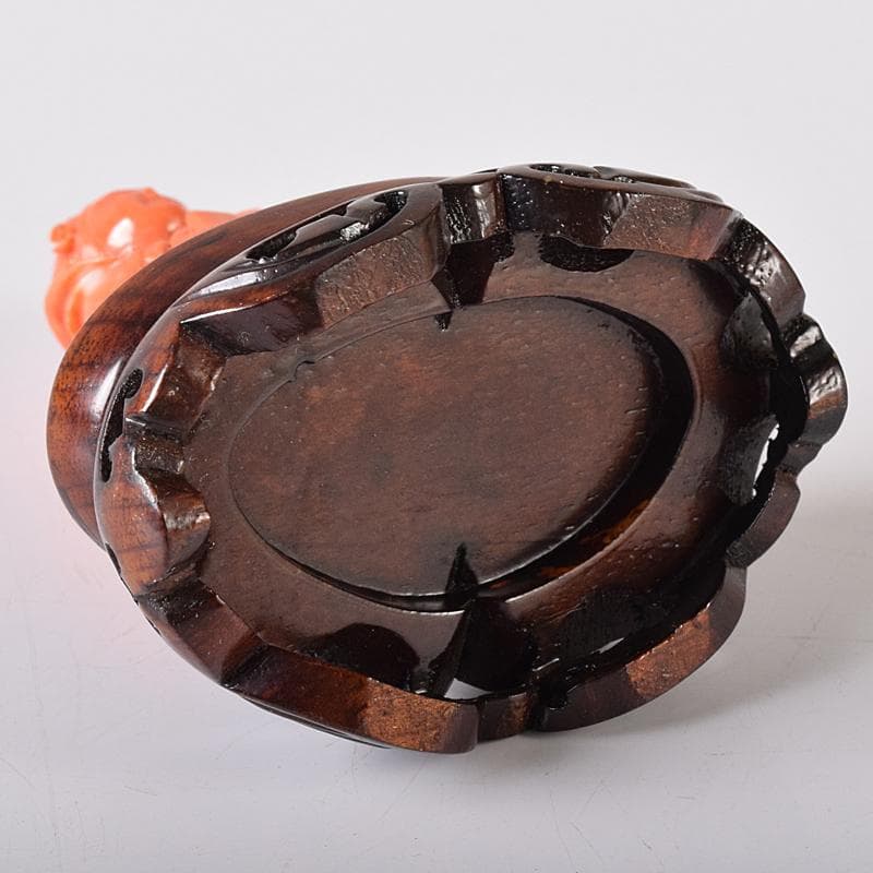 中国 赤珊瑚彫刻 サンゴ 弁財天像 七福神 置物 唐木台付 G 8383 - メルカリ