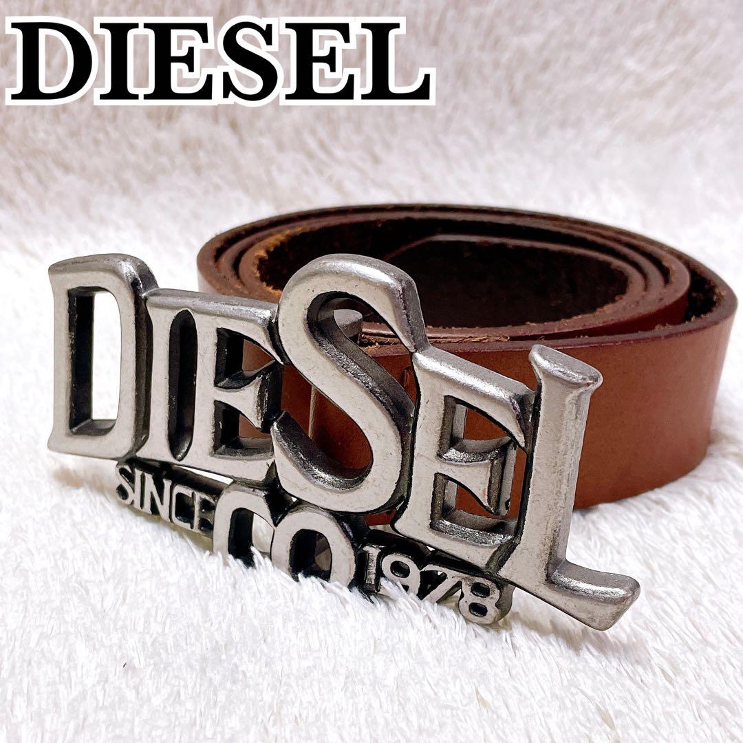 美品 ディーゼル レザーベルト ヴィンテージ 牛革 バックルロゴ ブラウン DIESEL ディーゼル レザー ベルト ブラウン メタルロゴ - メルカリ
