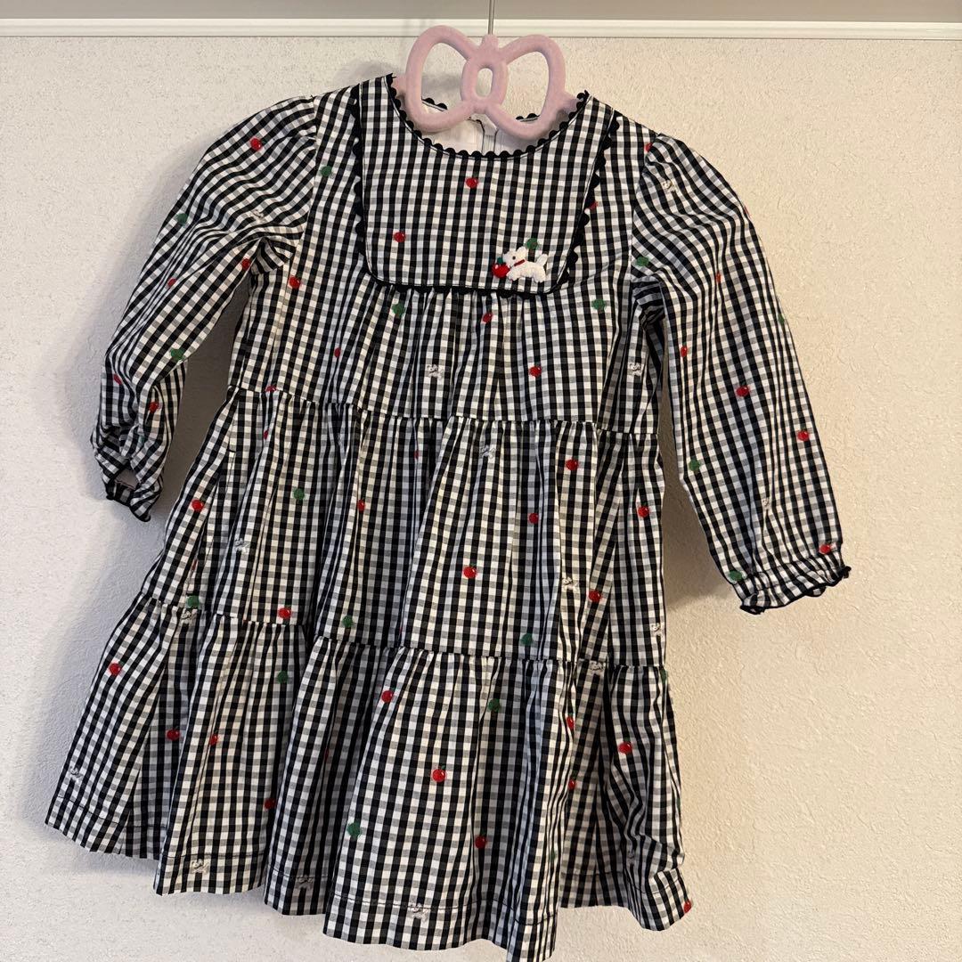 familiar ギンガムチェックの長袖ドレス