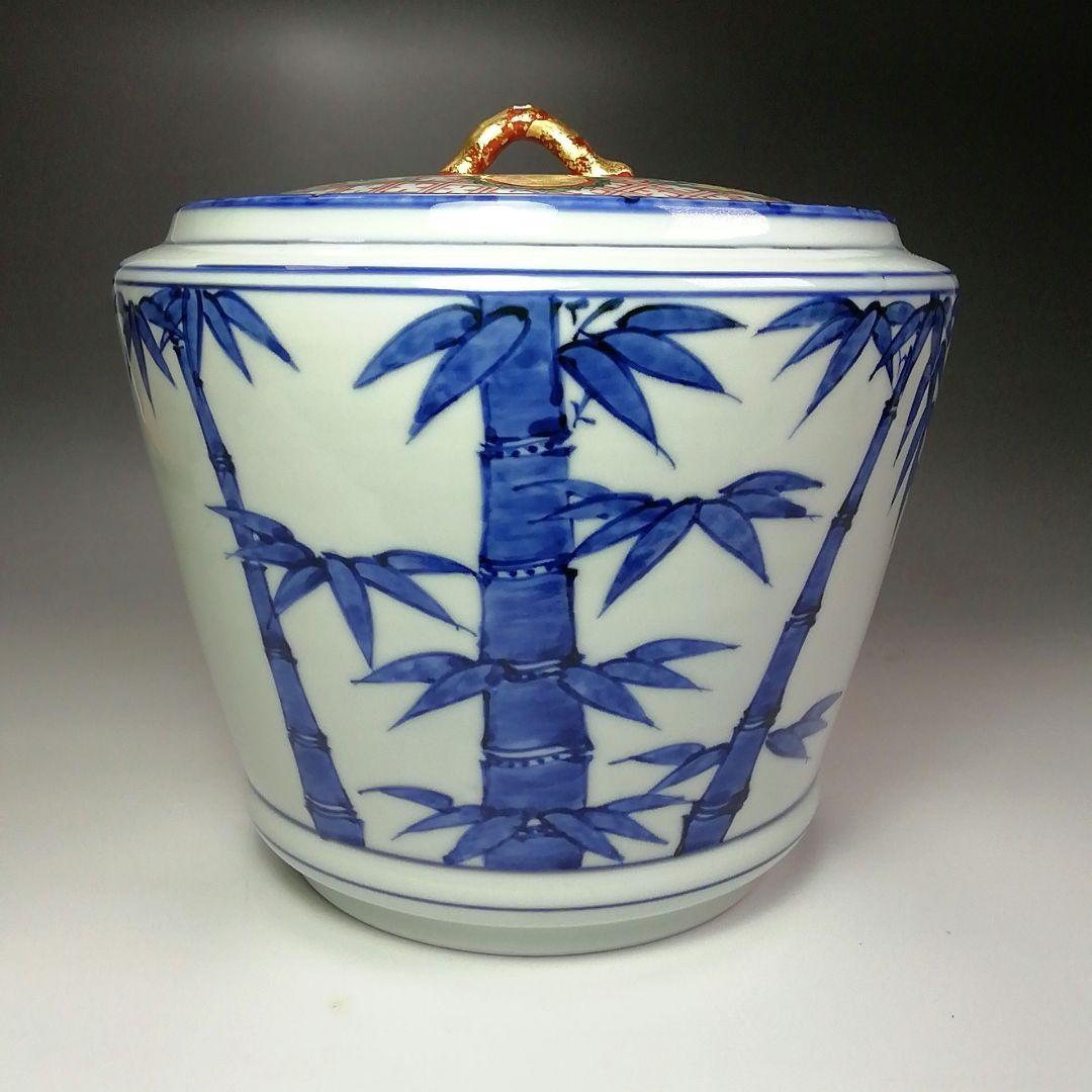 S436 水指 『染付 竹の図 水指』『平安 高野正阿弥造』 共箱