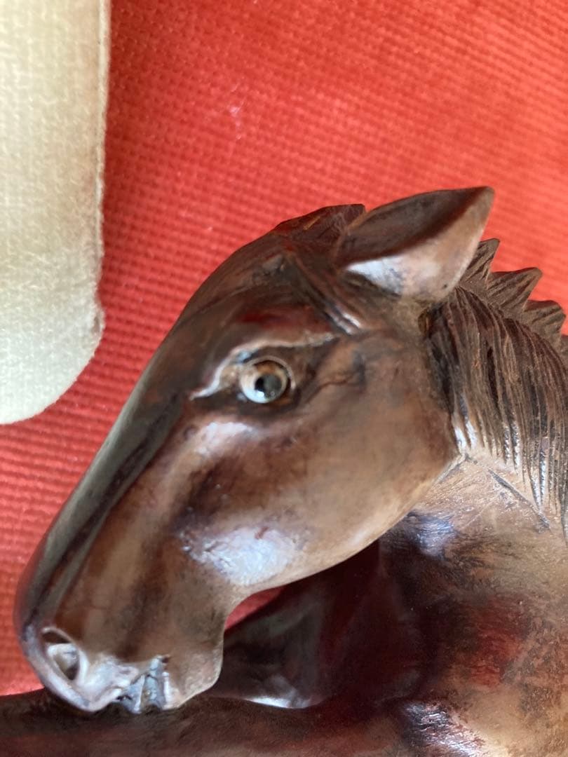 アンティーク木製馬の彫刻