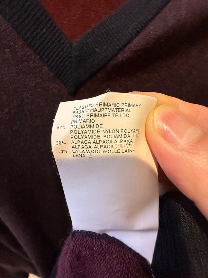 メゾンマルジェラダークパープル Vネック ケープスタイル ニット