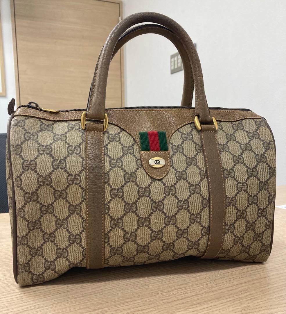 美品✨ オールドグッチ GGスプリーム ミニ ボストンバッグ シェリー PVC◇