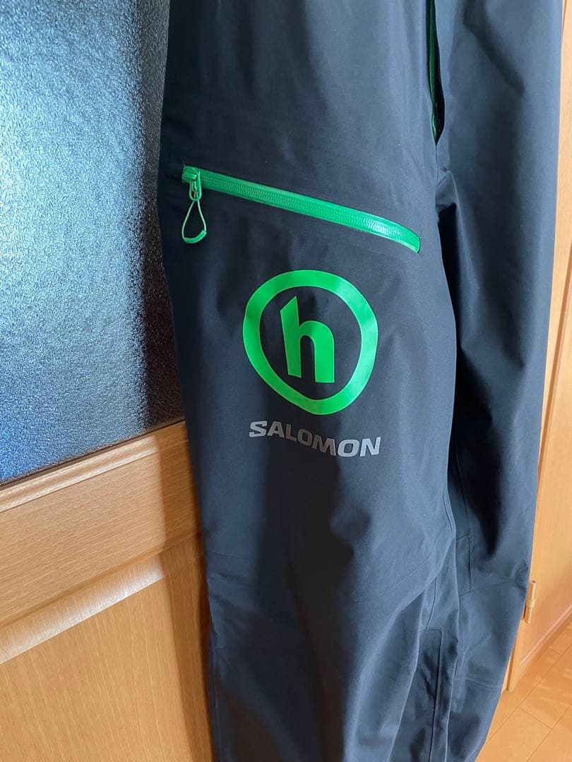 SALOMON ビブパンツ XLサイズ スノボパンツ ブラック/グリーン