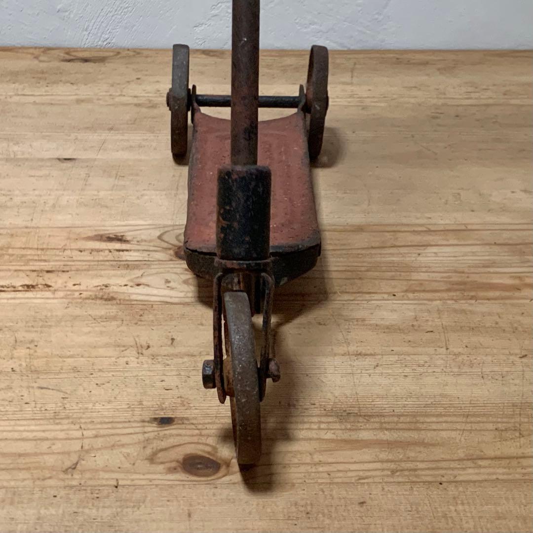 木と鉄できた 古い キックボード アンティーク 古道具 昭和レトロ