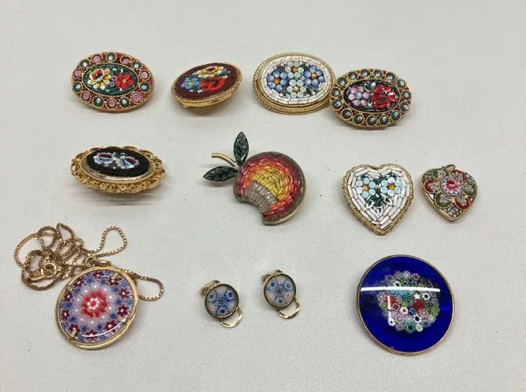 マイクロモザイク　ベネチアンガラス　まとめ ブローチ ペンダント　イタリア産