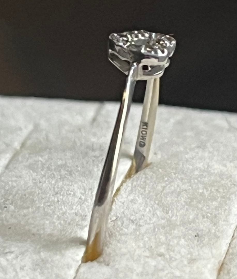 デザインハート型 ダイヤリング K10 11.5号