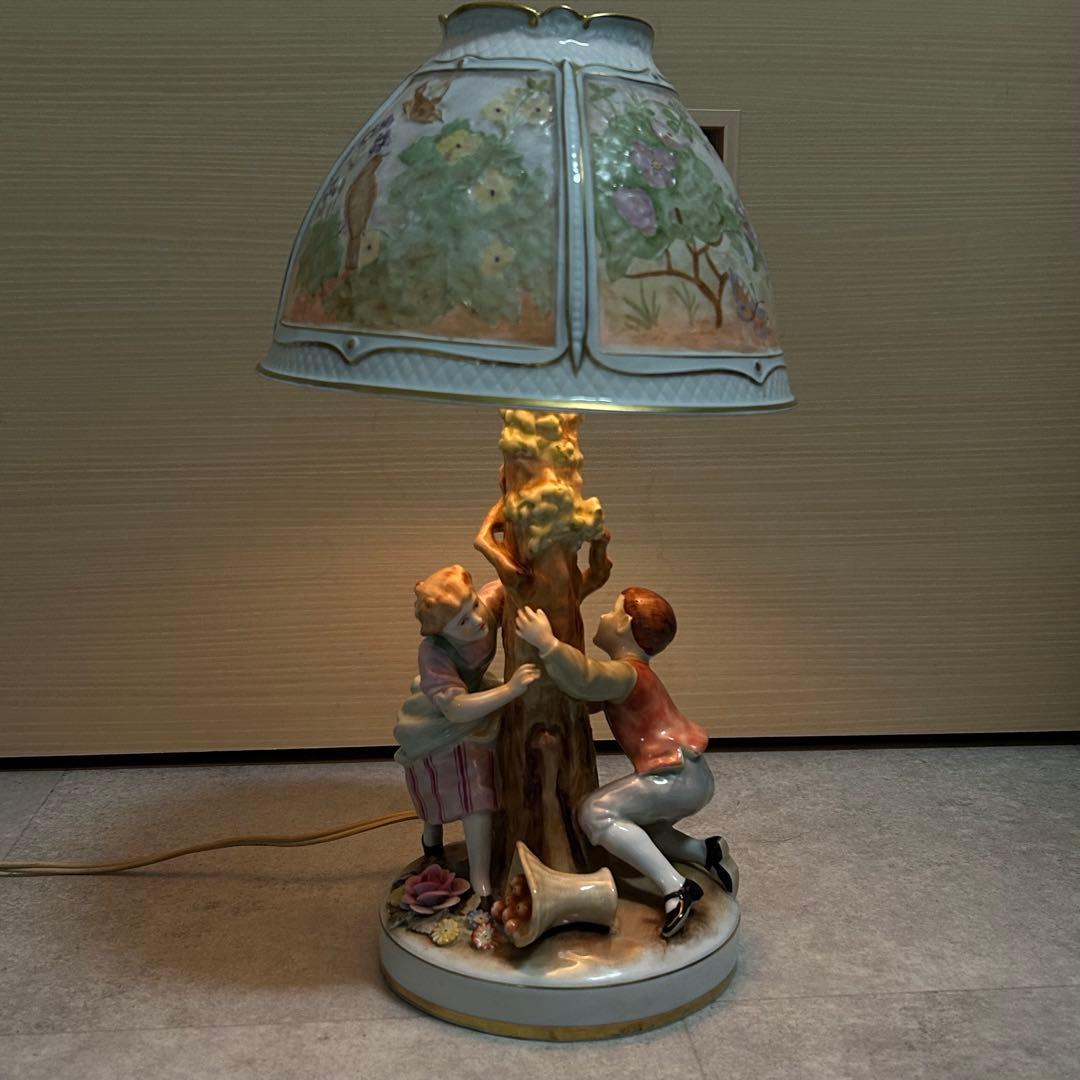 MADE in GDR フォン・シアーホルツ 色絵人物 スタンドライト ランプ