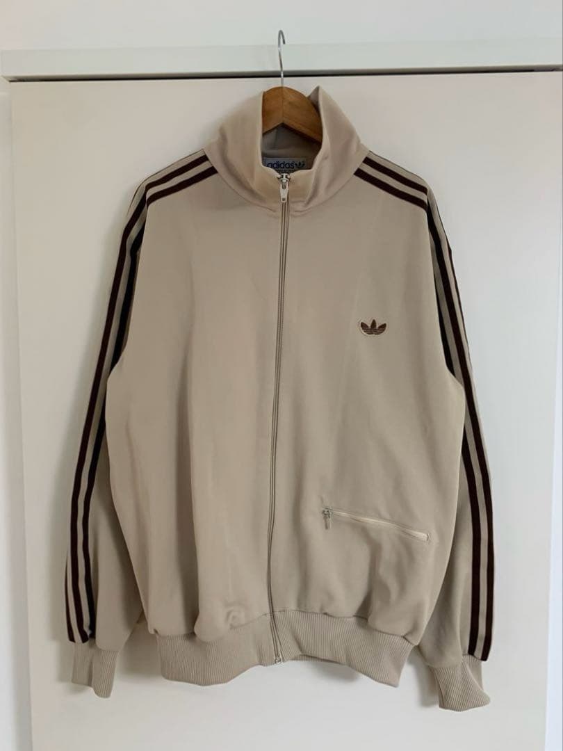 80s デサント製 adidas トラックジャケット ベージュ ブラウン L