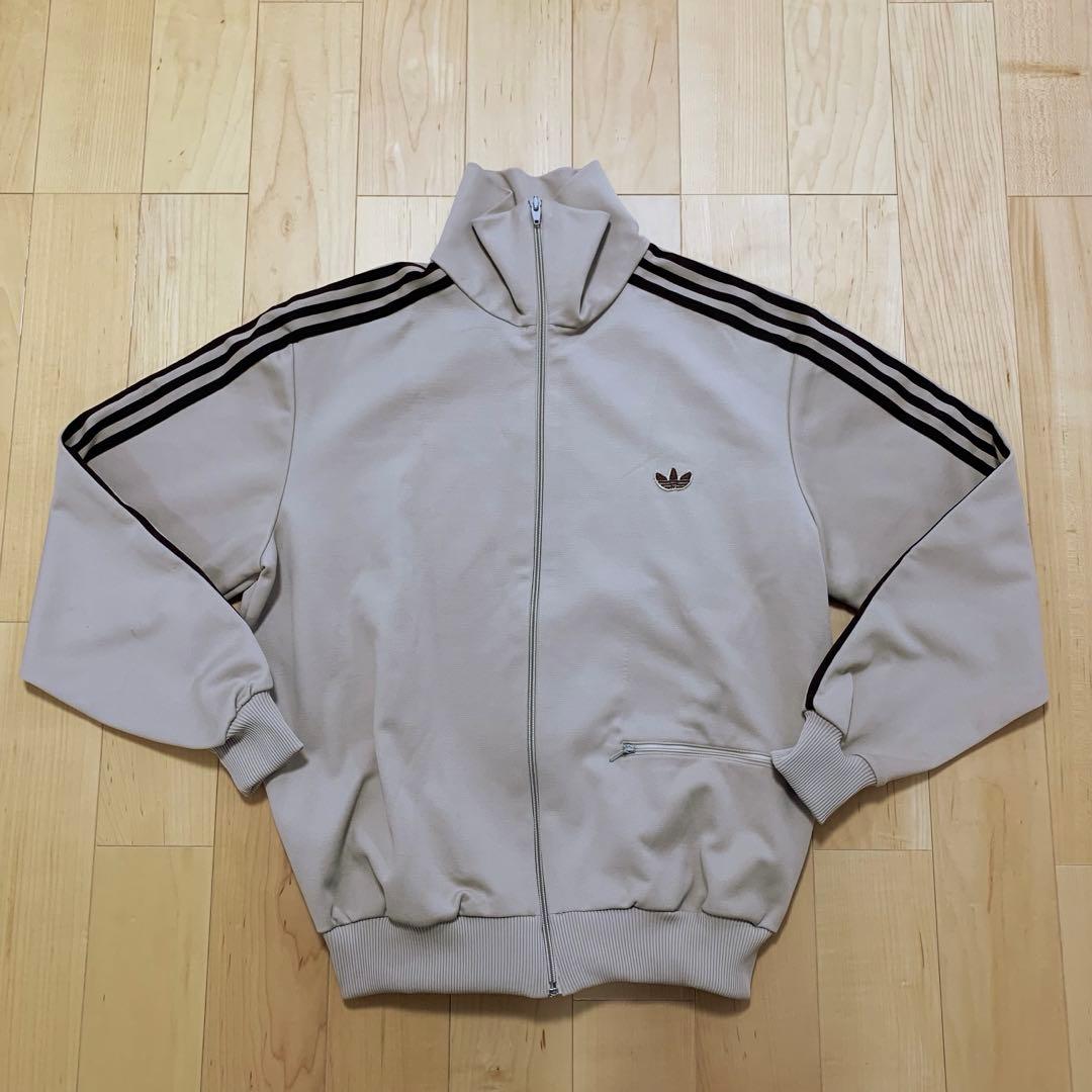 80s デサント製 adidas トラックジャケット ベージュ ブラウン L