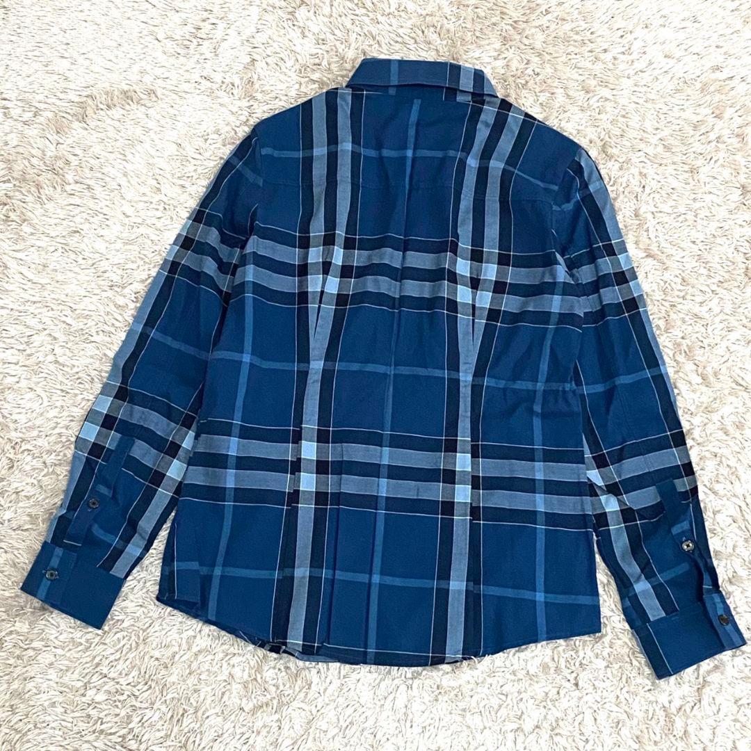 極美品♡バーバリー メガチェック 長袖シャツ♡ブルー ノバチェック