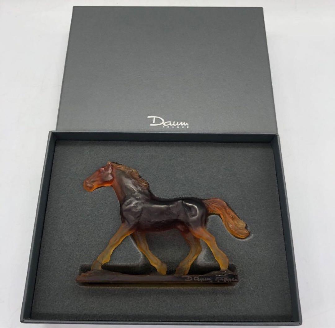美品 Daum France ドーム フランス クリスタルガラス 馬フィギュリン