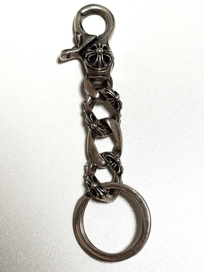 クロムハーツ 925 キーリング クロムハーツDキーリングブラックレザー&スプリットキーリングwith