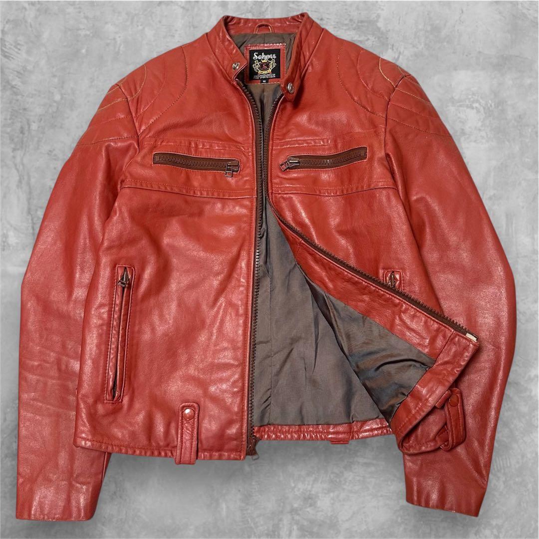 【希少カラー/RED】SCHOTTライダースジャケット 牛革 Mサイズ