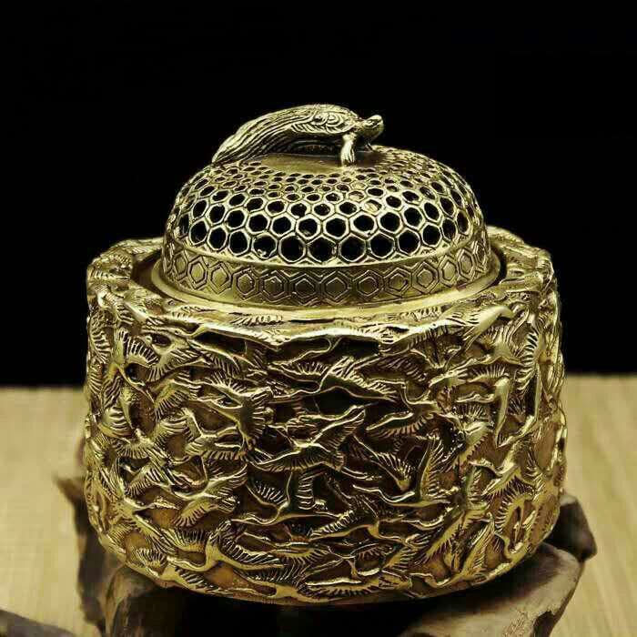 純粋な銅のブティック千鶴香炉の置物ブロンズアンティーク真鍮工芸品