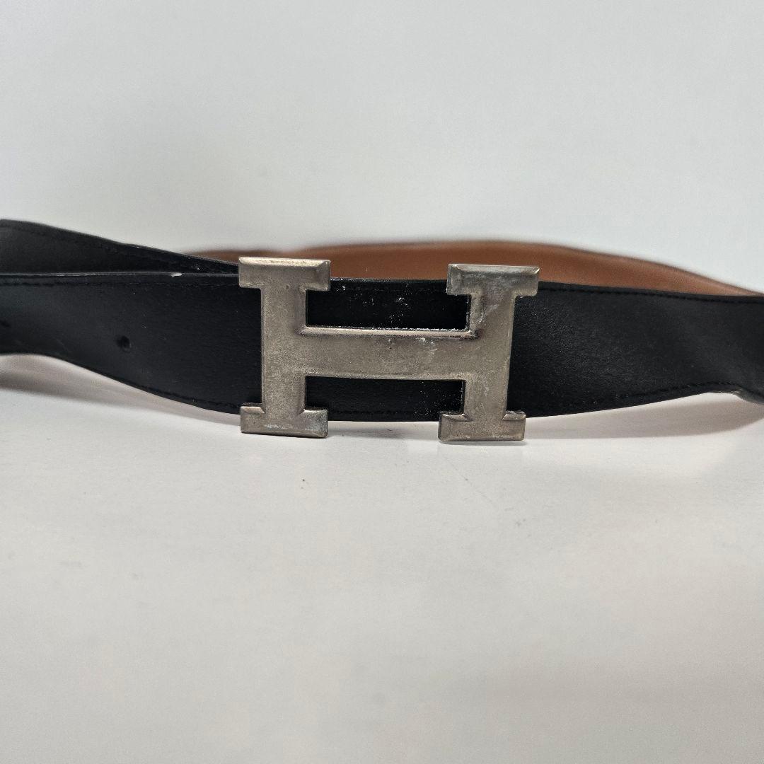 H字型バックル ブラックレザーベルト