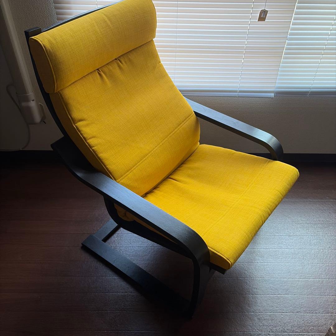 IKEA ポエング(POÄNG) イエロー 1人掛けソファ - メルカリ