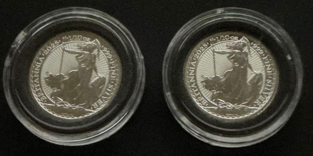 【2025年】イギリス　ブリタニア銀貨 1/10oz 2枚セット　純銀99.9%