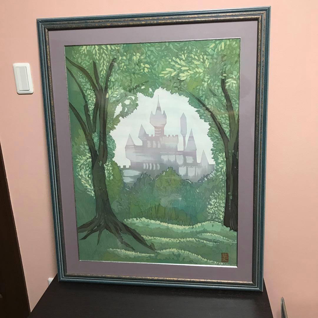 【値下げ】特大　絵画　アンコールワット　ろうけつ染 アンコールワットのレリーフの浮き彫りと女神像について