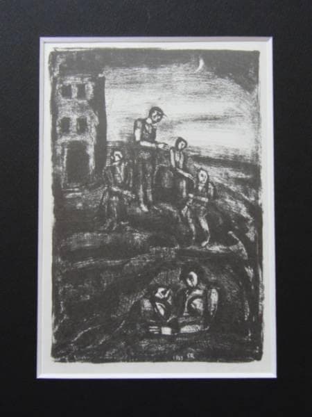 G・ルオー、貧しき家族、希少な額装用画集より、美品、新品額装付