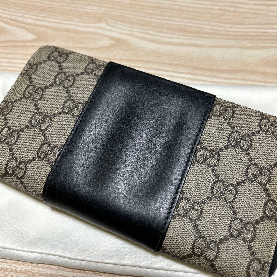 GUCCI GGパターン 長財布 ベージュ/ブラック