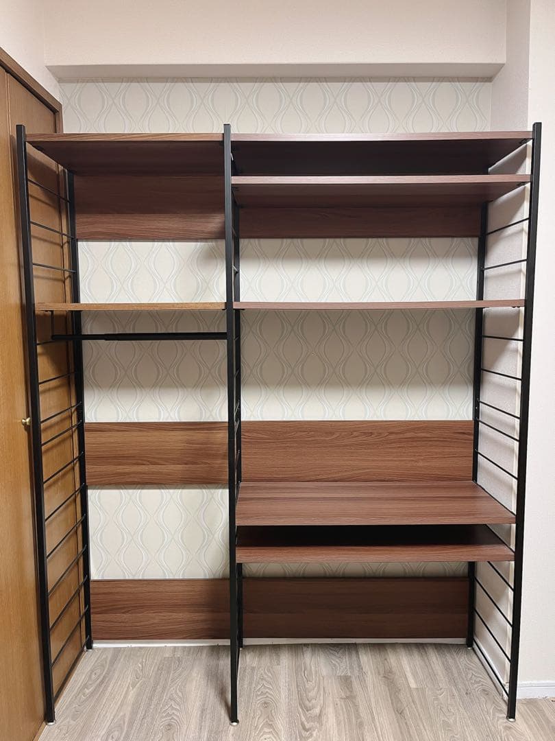 NAFCOフリーシェルフ NSヨーク　ブラウン×ブラック　壁面収納　デスク